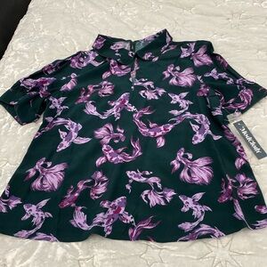 ModCloth Koi Peter Pan Blouse L NWT